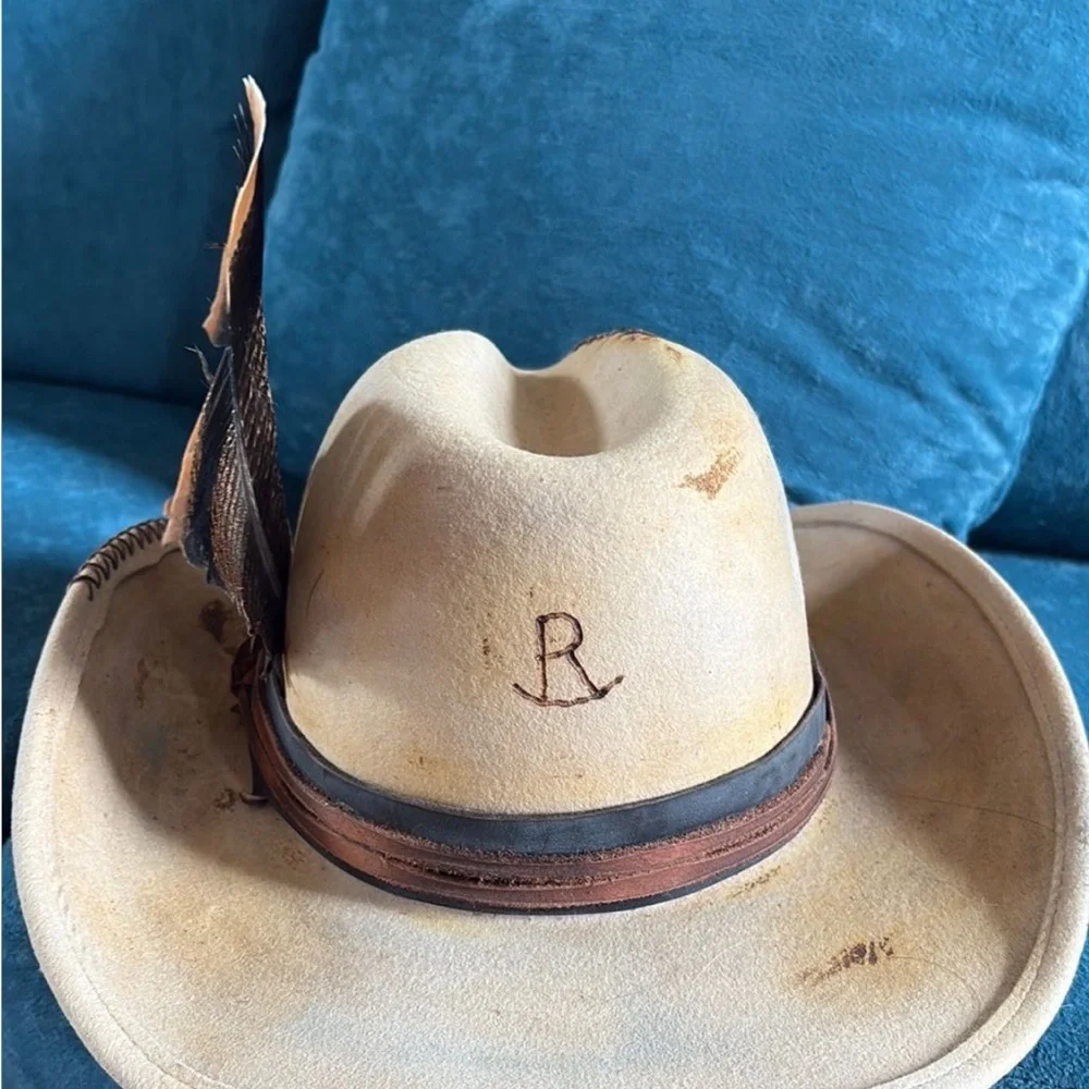 Classic Cream Western Hat with Feather Accent